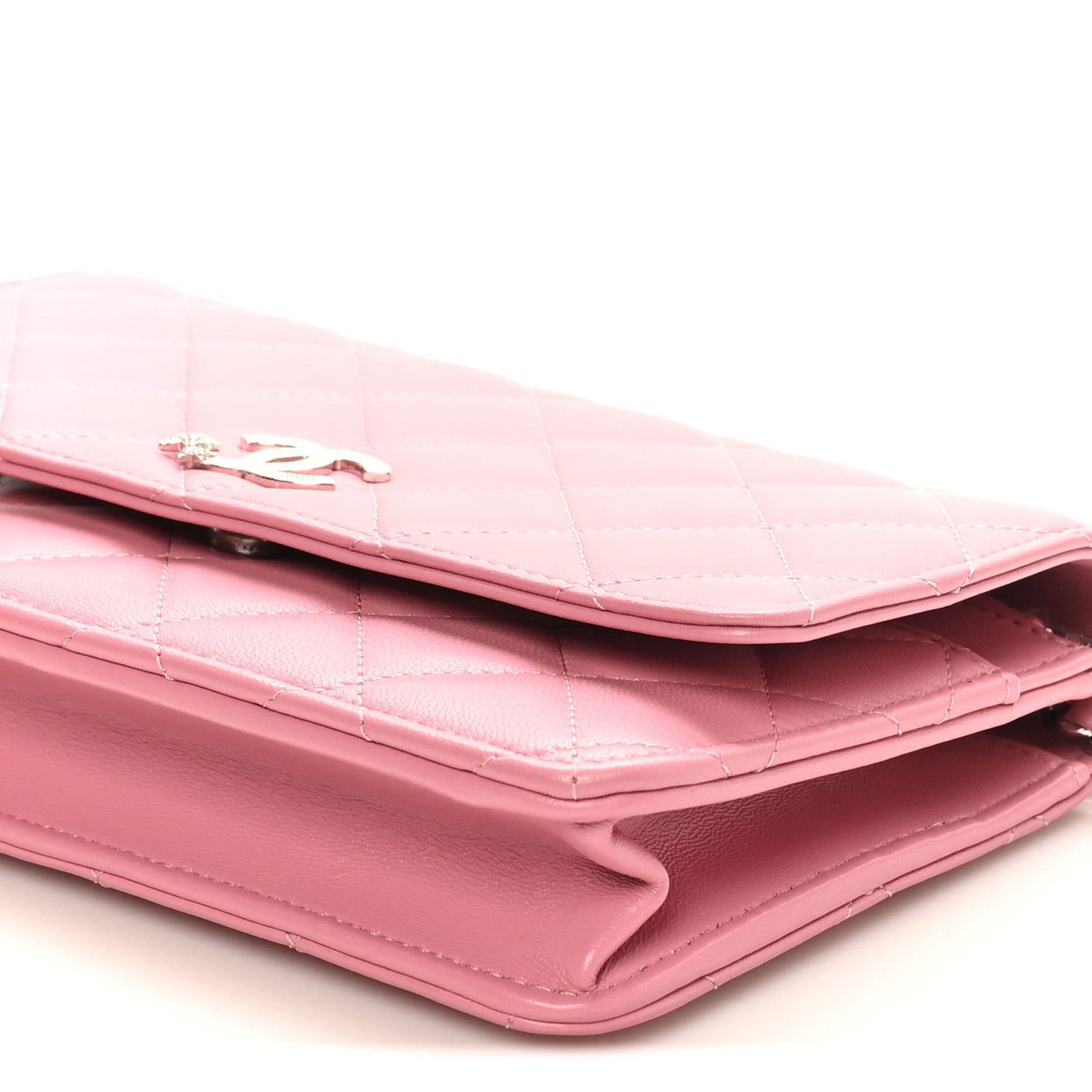 Chanel Lambskin Quilted Crystal Star Wallet On Chain WOC Pink