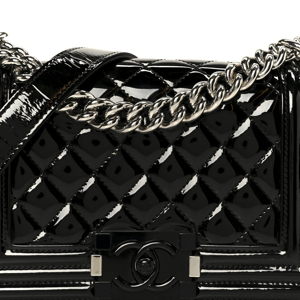 Chanel Patent Calfskin Quilted Small Boy Flap Plexiglass Black