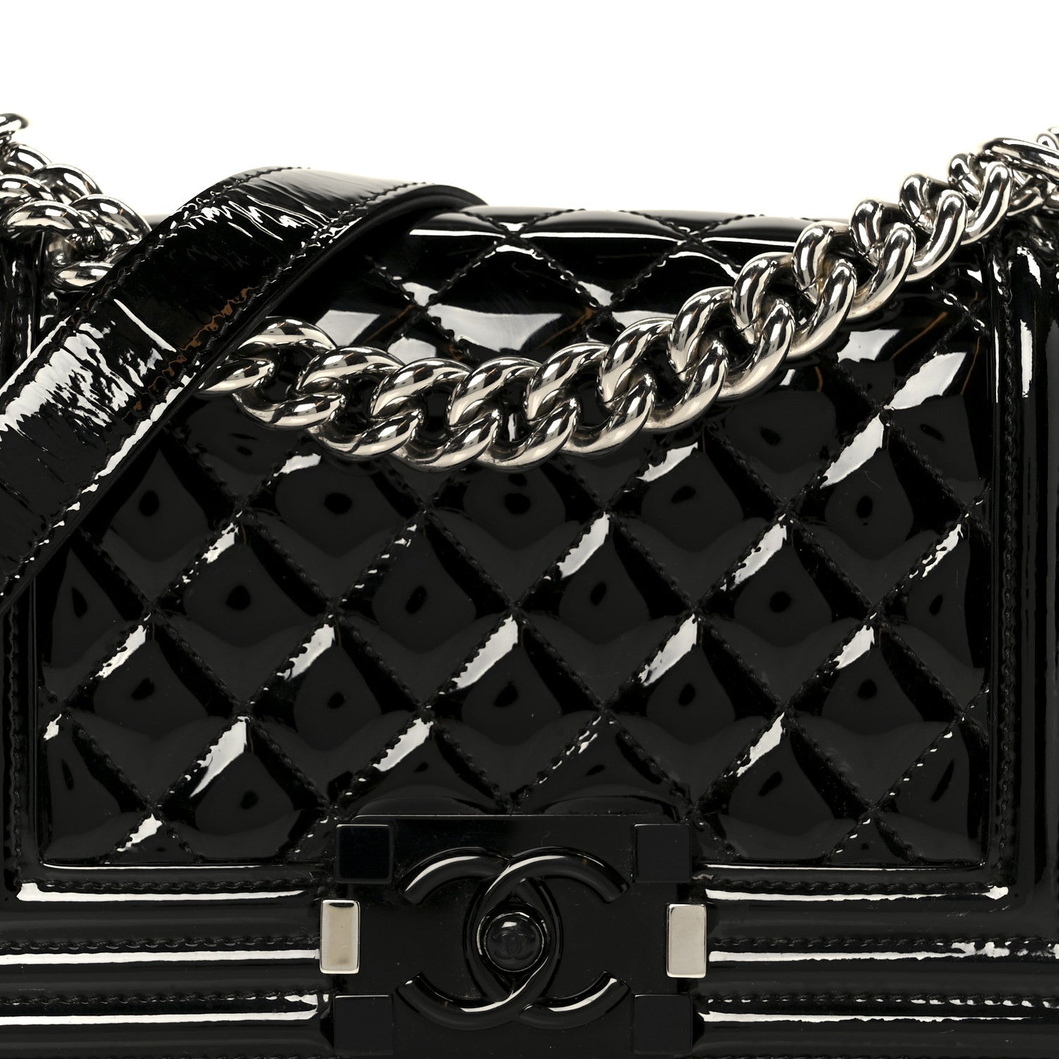 Chanel Patent Calfskin Quilted Small Boy Flap Plexiglass Black