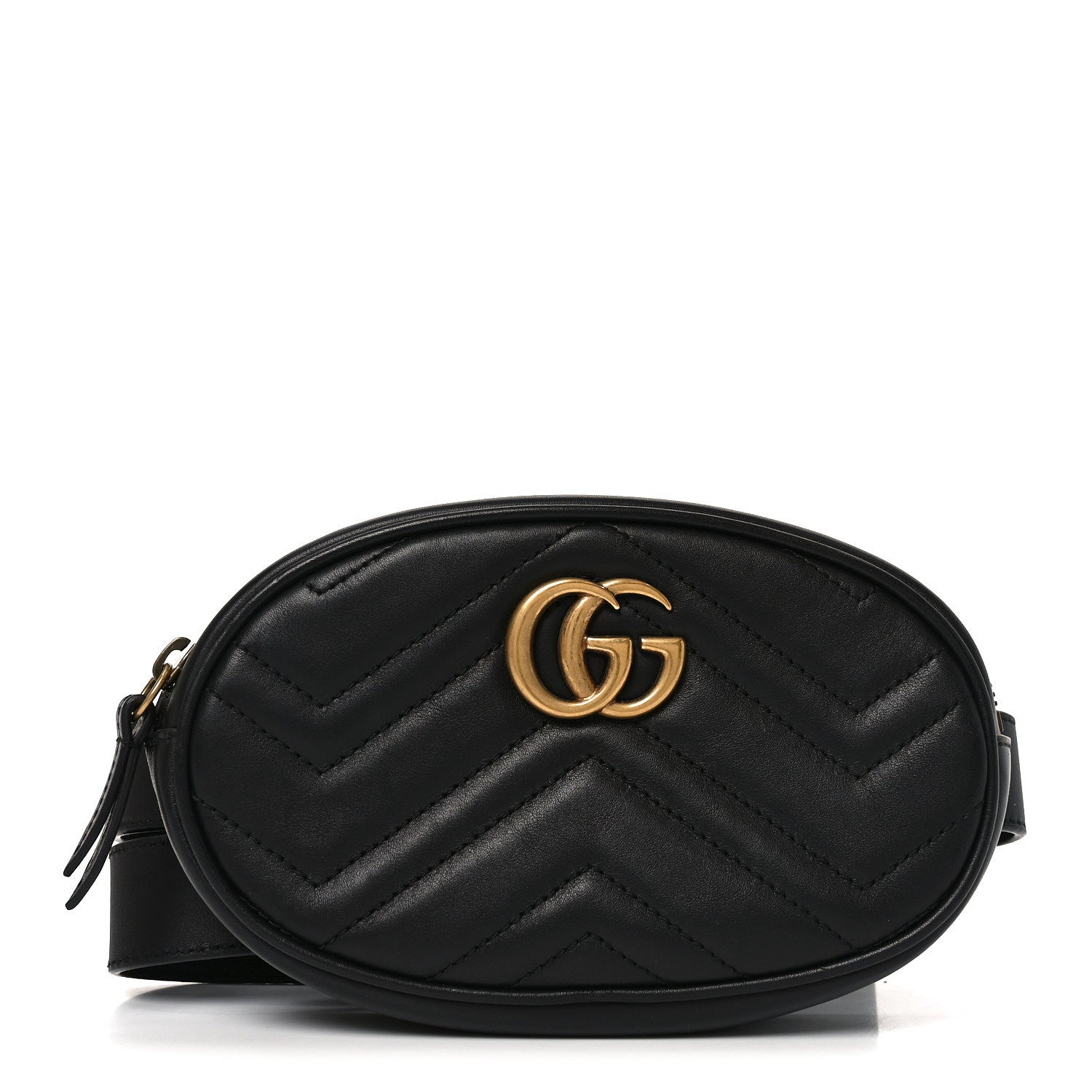 Gucci Calfskin Matelasse GG Marmont Belt Bag 85 34 Black