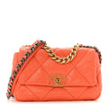 Chanel Goatskin Quilted Medium Chanel 19 Flap Orange