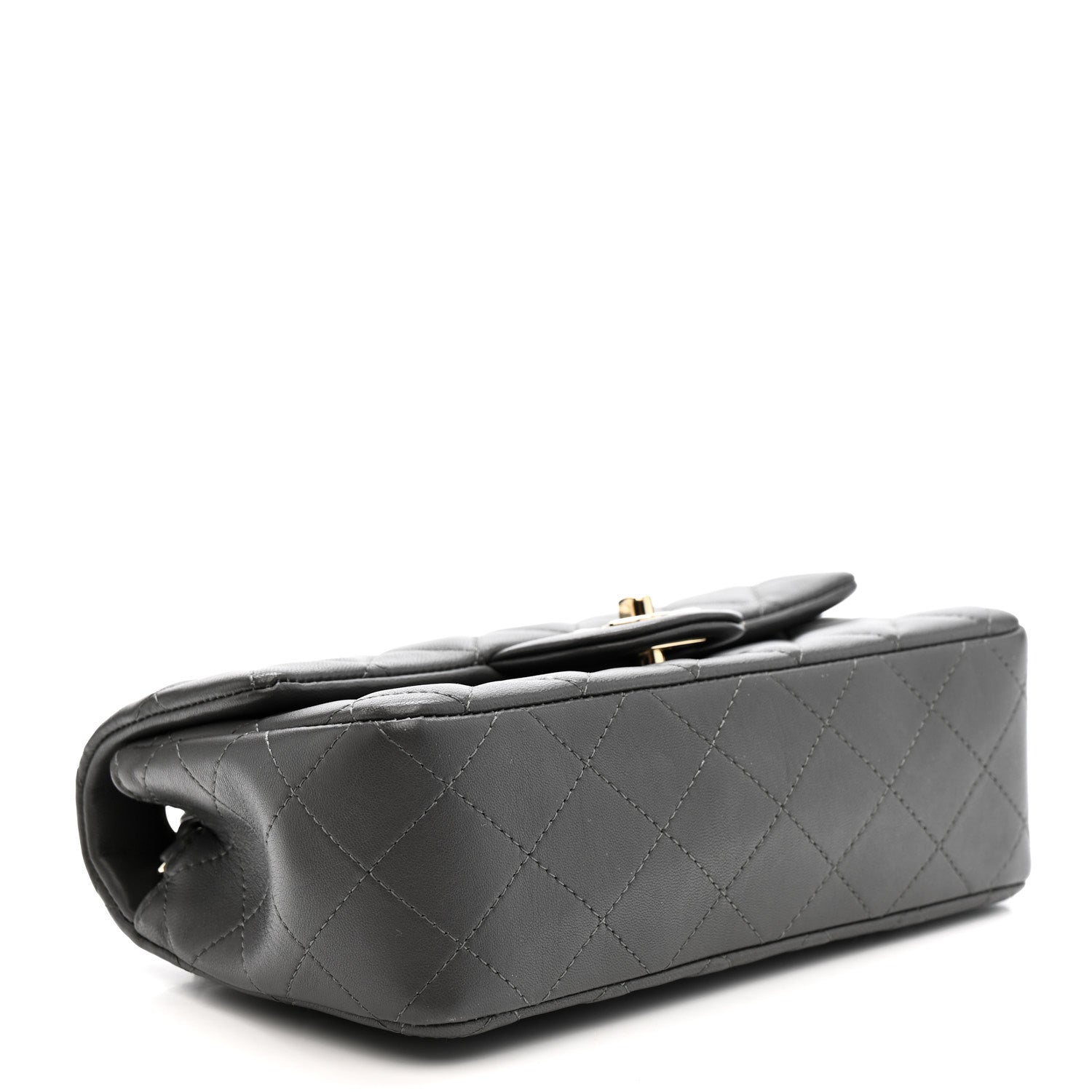 Chanel Lambskin Quilted Mini Rectangular Flap Dark Grey