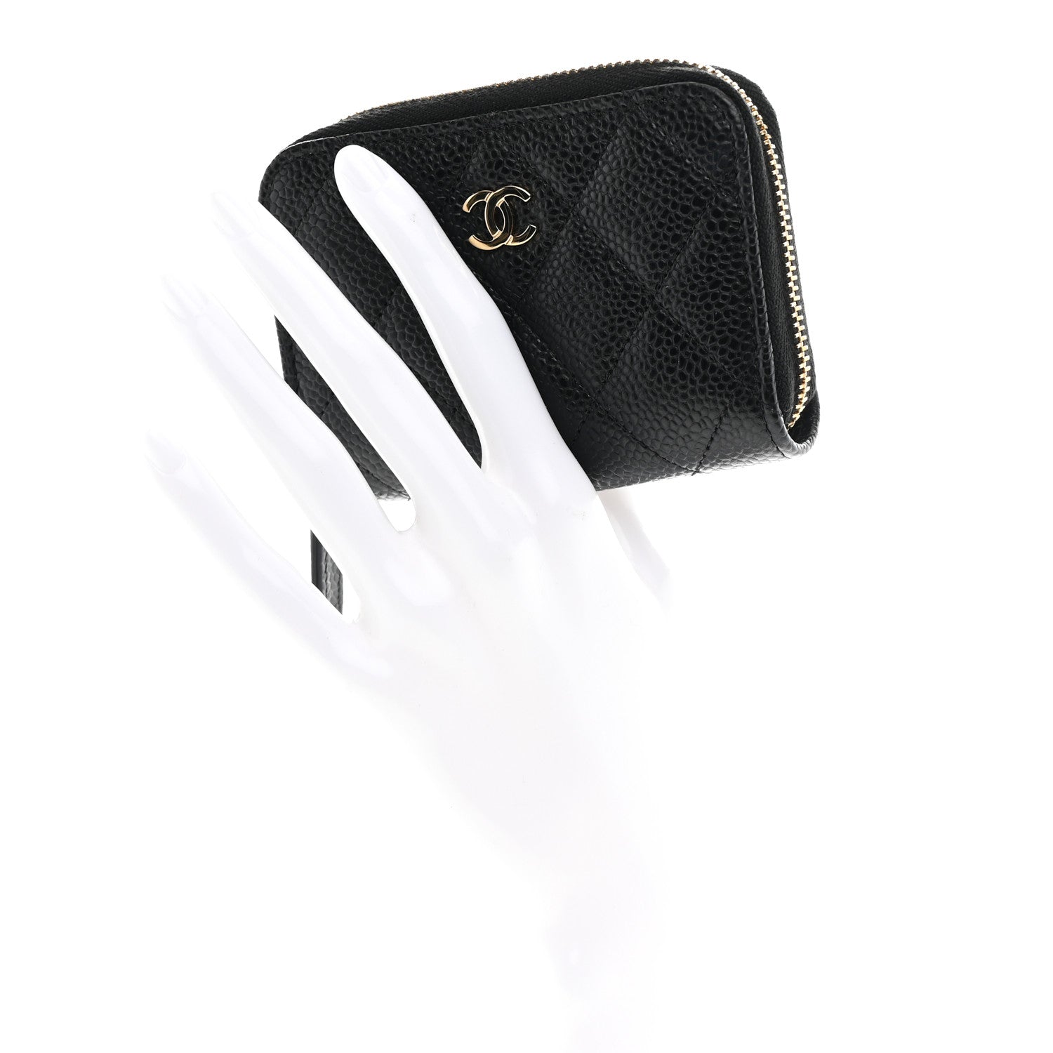 Caviar Quilted Zip Coin Purse Black