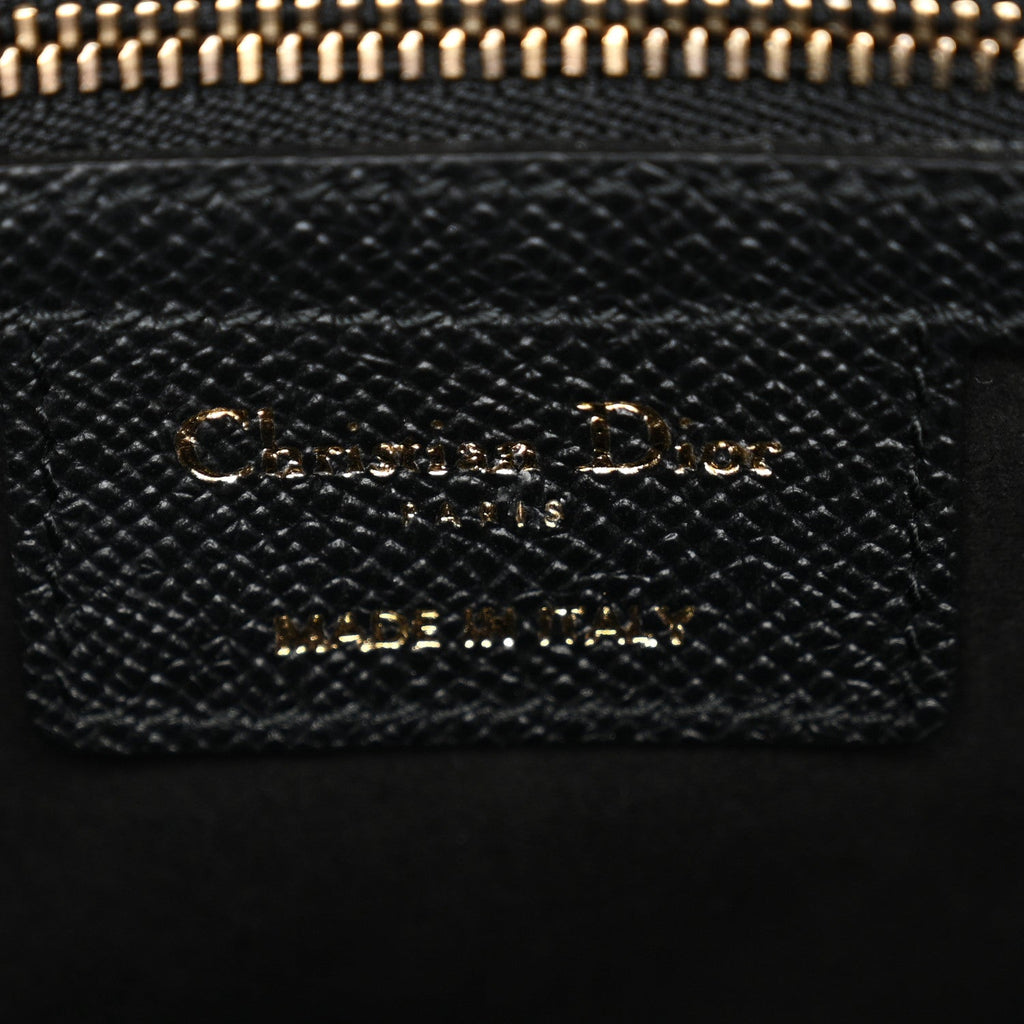 Christian Dior Grained Calfskin Saddle Bag With Strap Black
