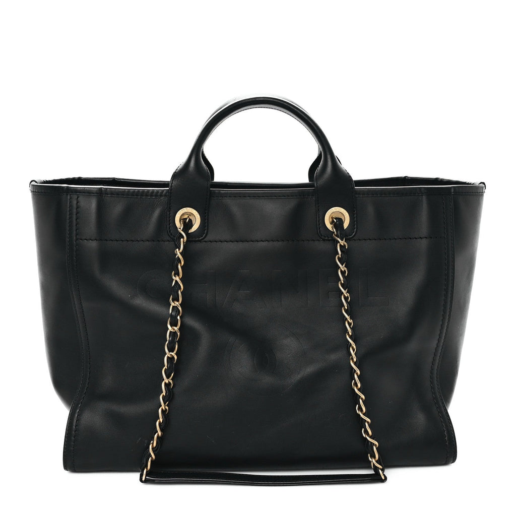 Chanel Calfskin Medium Deauville Tote Black