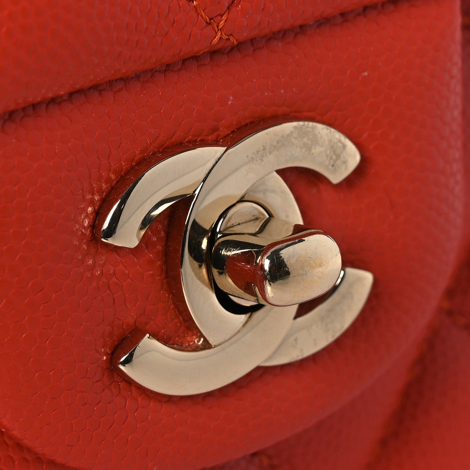 Chanel Caviar Quilted Medium Double Flap Light Red