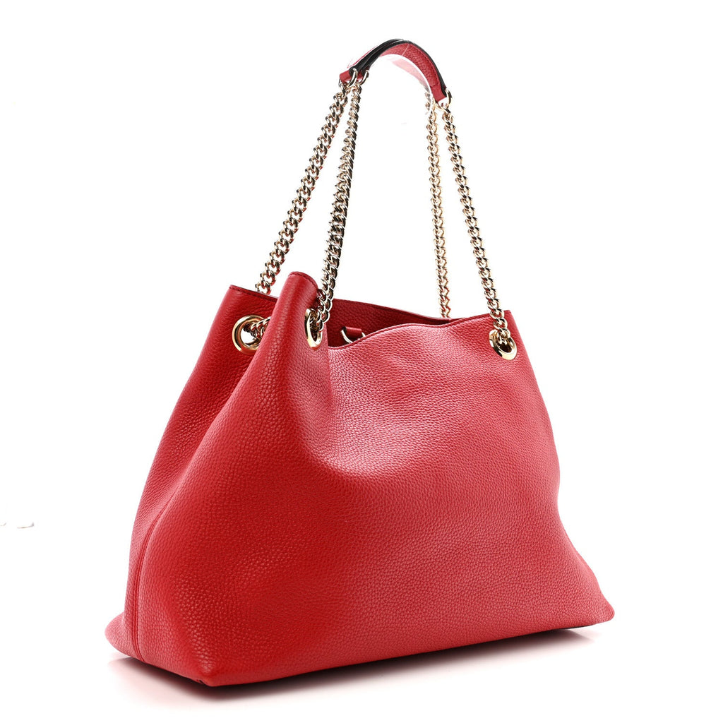 Gucci Cellarius Calfskin Medium Soho Chain Shoulder Bag Vibrant Red