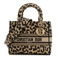 Christian Dior Canvas Medium Mizza Embroidered Lady D-Lite Beige Multicolor