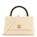 Chanel Caviar Lizard Quilted Small Coco Handle Flap Ivory