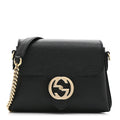 Gucci Dollar Calfskin Interlocking G Crossbody Bag Black
