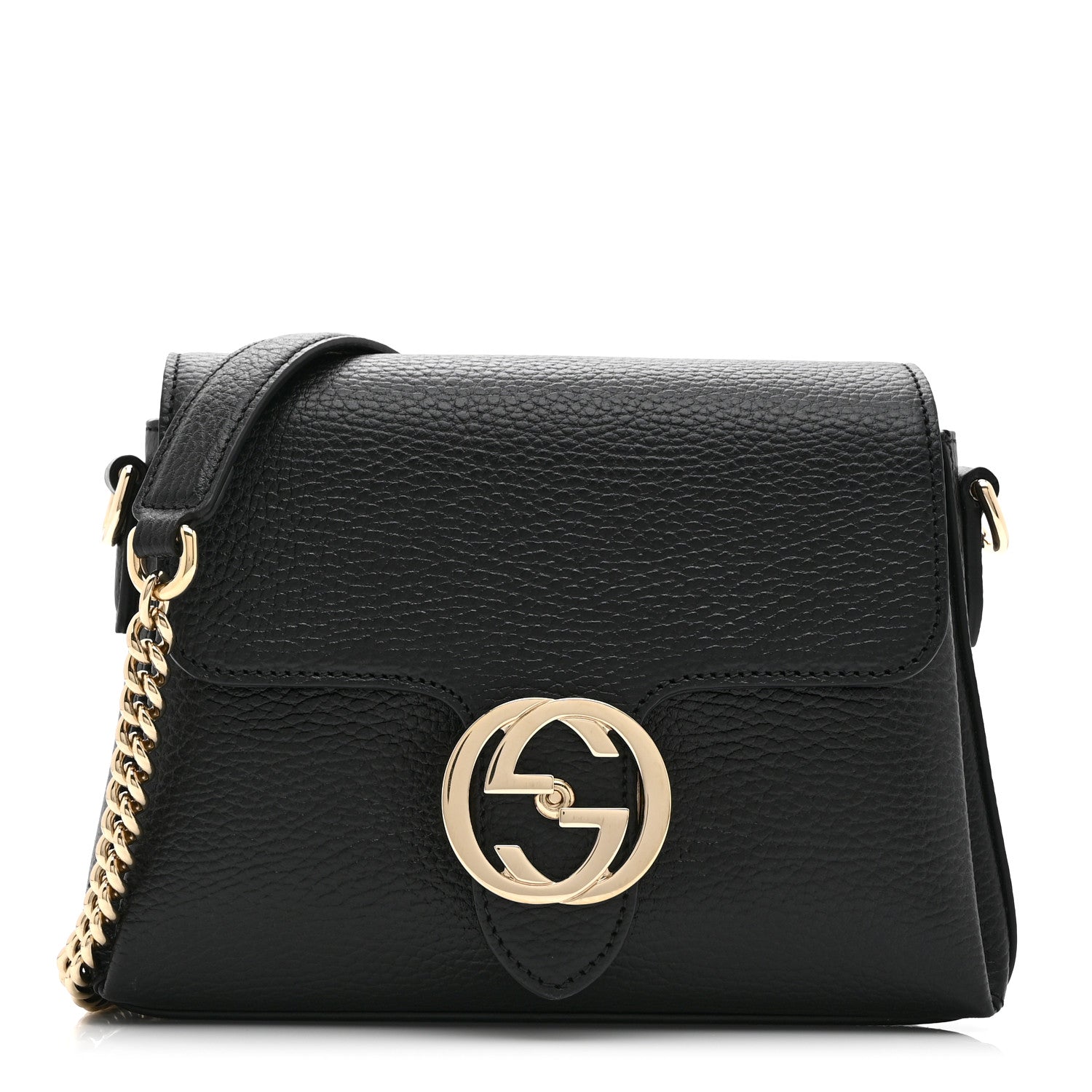 Gucci Dollar Calfskin Interlocking G Crossbody Bag Black