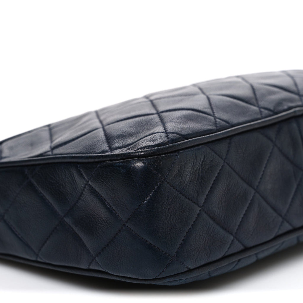 Chanel Lambskin Quilted CC Tassel Camera Case Navy