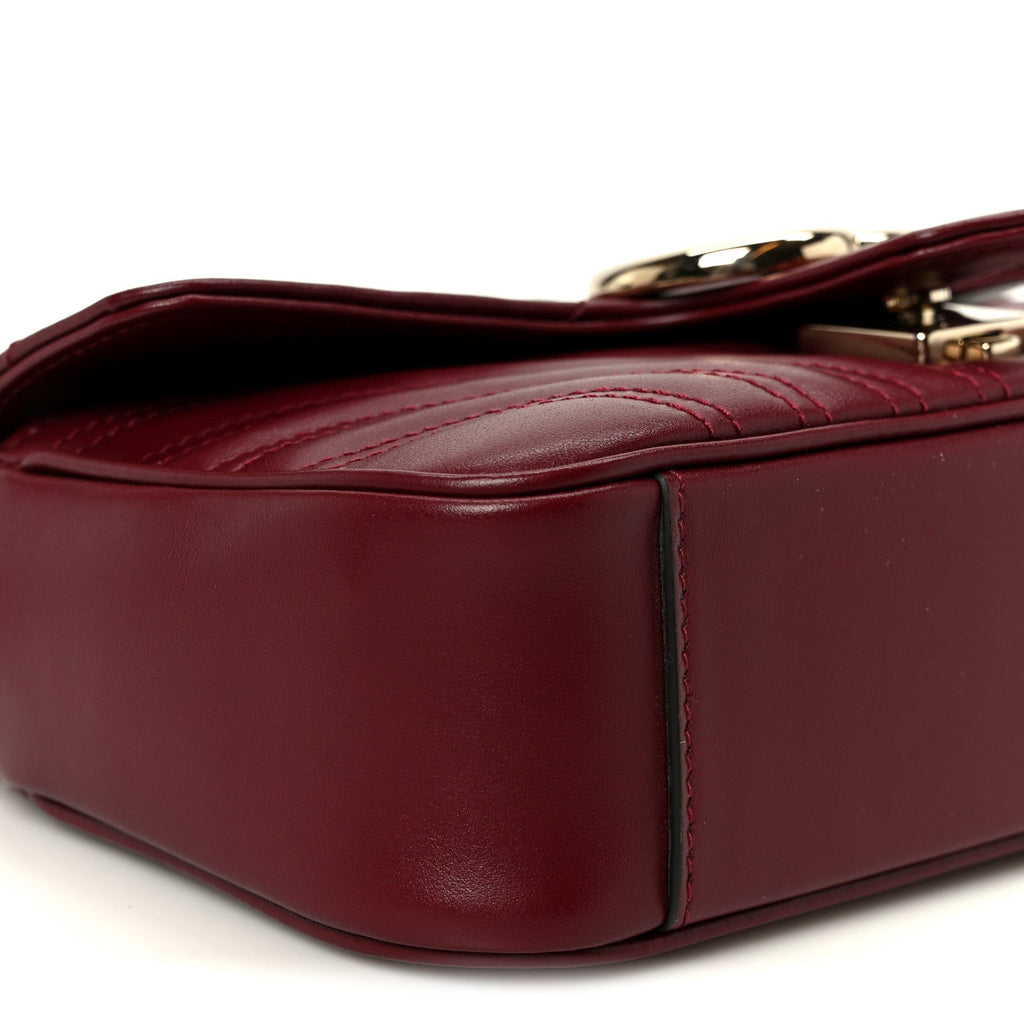 Gucci Calfskin Matelasse Small GG Marmont Shoulder Bag Rosso Ancora Red