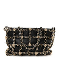 Chanel Lambskin Chain Frame Medallion Shoulder Bag Black