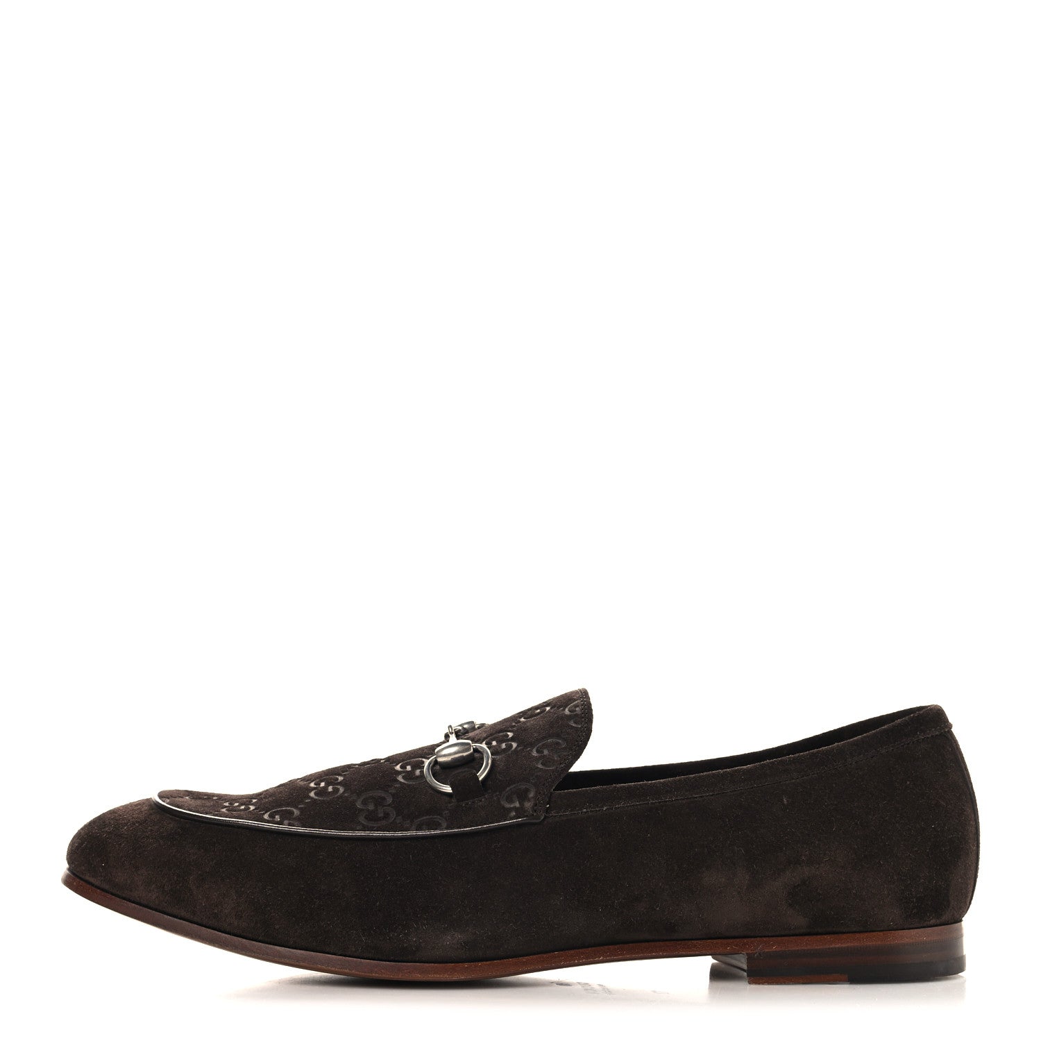 Gucci Luxury Suede GG Monogram Horsebit Mens Jordy Loafers 12 Night Cocoa