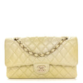 Chanel Cloudy Pearly Goatskin Quilted Medium Double Flap Light Yellow
