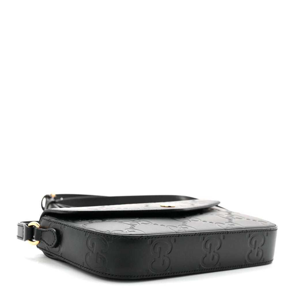 Gucci Gilbert Calfskin GG Super Mini Shoulder Bag Black