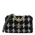 Chanel Tweed Quilted Large Chanel 19 Flap Black White