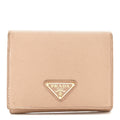 Prada Saffiano Metal Tri-Fold Wallet Cammeo