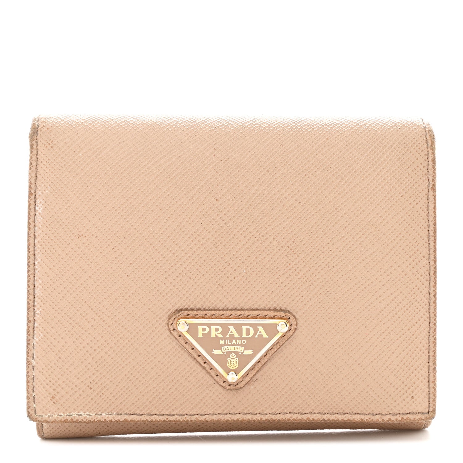 Prada Saffiano Metal Tri-Fold Wallet Cammeo