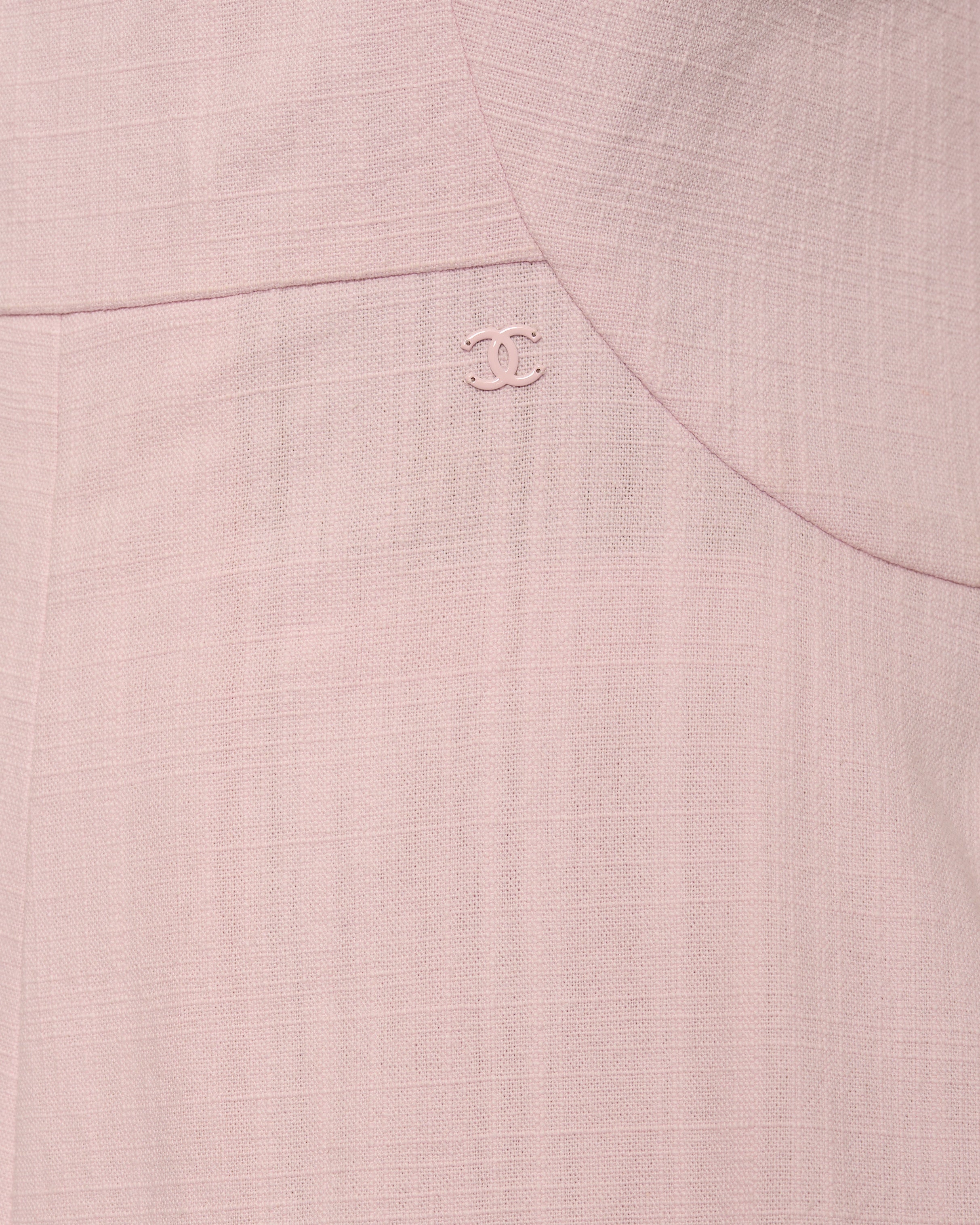 Chanel Pink Midi Sleeveless Dress with CC Detailing Size FR 40 (UK 12)