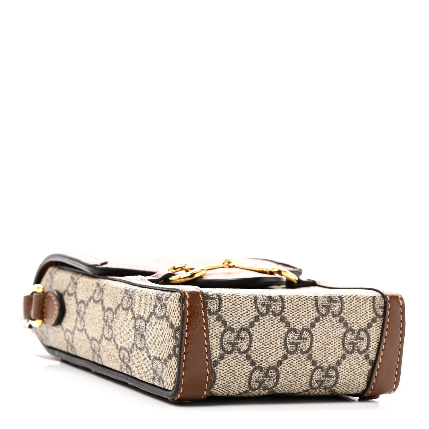 Gucci GG Supreme Monogram Mini Horsebit 1955 Crossbody Bag Beige Brown Sugar