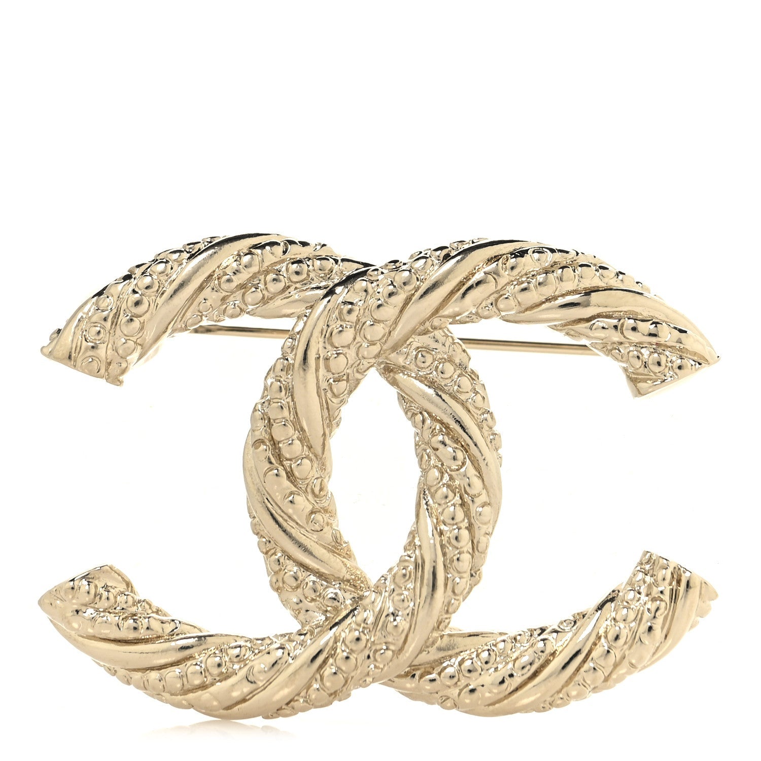 Chanel Twisted CC Brooch Light Gold