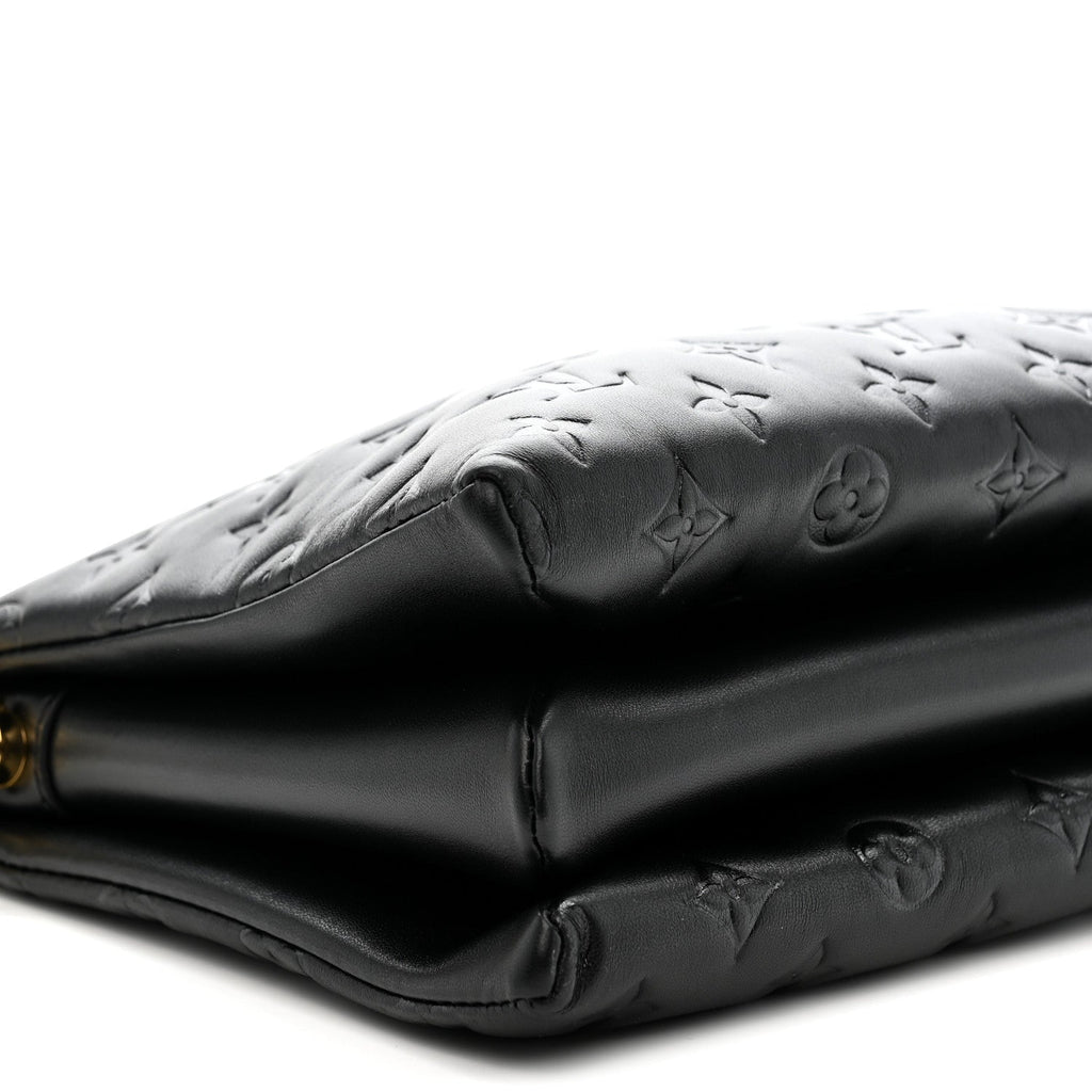 Louis Vuitton Lambskin Embossed Monogram Coussin PM Black