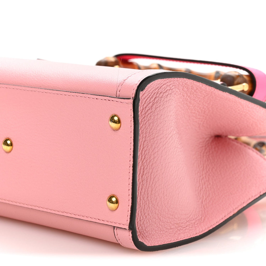 Gucci Wonka Grain Calfskin Mini Diana Tote Bag Wild Rose Fuxia Fluo