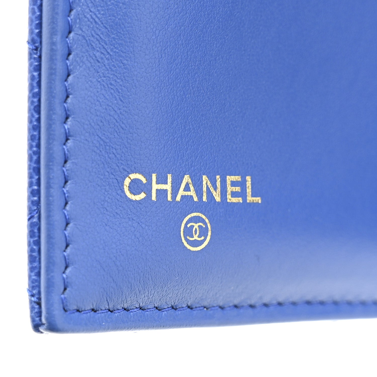 Caviar Quilted Studded CC Medium Flap Wallet Blue Blue