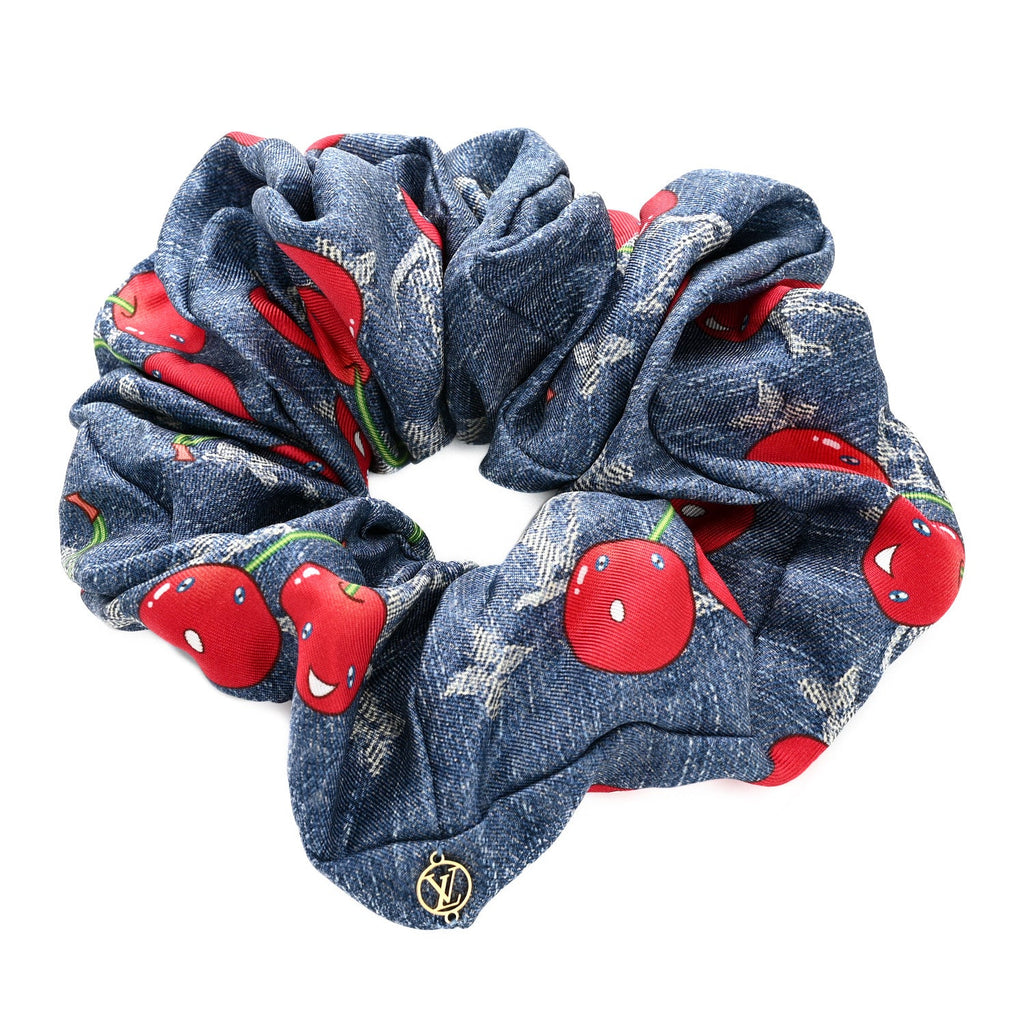 Louis Vuitton LV X TM Monogram Cerises Silk Scrunchie Blue