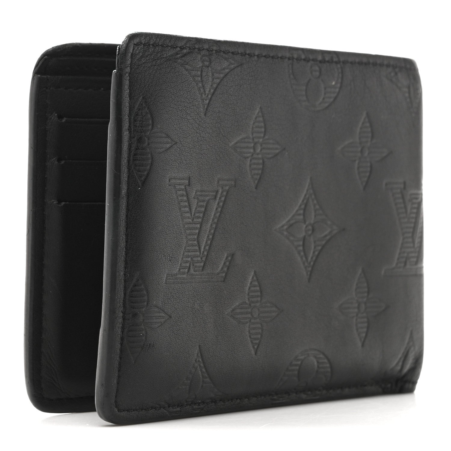 Louis Vuitton Calfskin Monogram Shadow Multiple Wallet Black