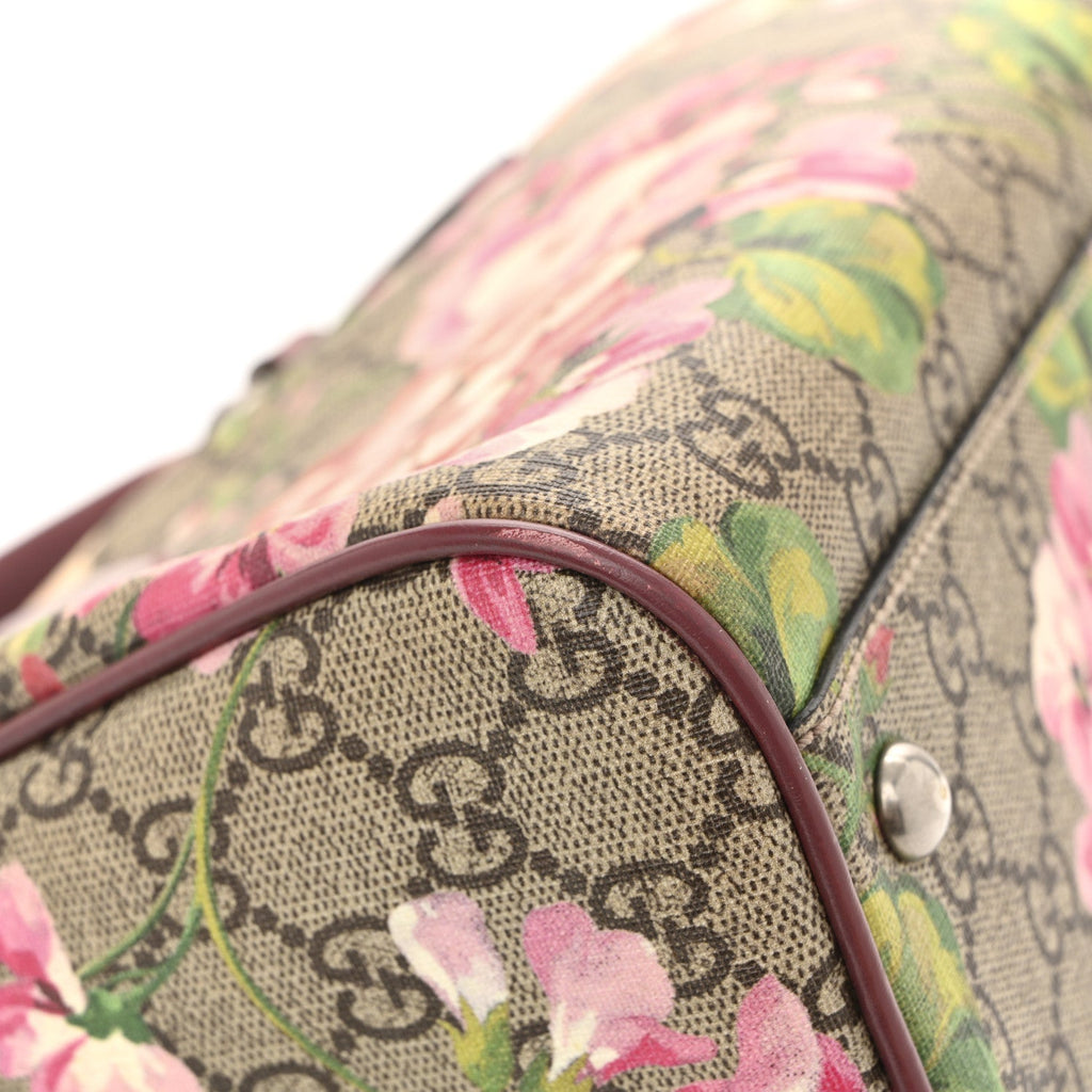 Gucci GG Supreme Monogram Blooms Small Boston Beige Multicolor Dry Rose