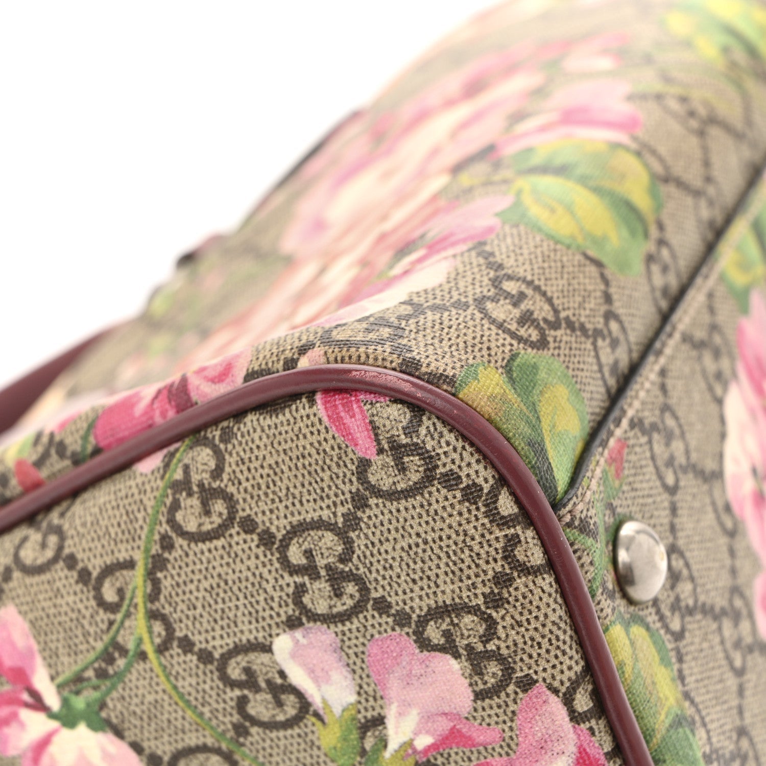 Gucci GG Supreme Monogram Blooms Small Boston Beige Multicolor Dry Rose