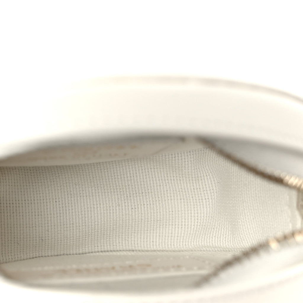 Chanel Tweed Quilted Round Filigree Pouch With Chain White Black
