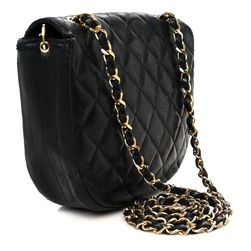 Chanel Lambskin Quilted Half Moon Flap Black