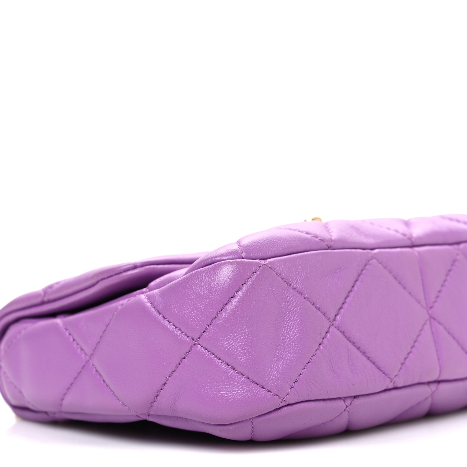 Chanel Lambskin Quilted Mini Lacquered Chain Flap Purple