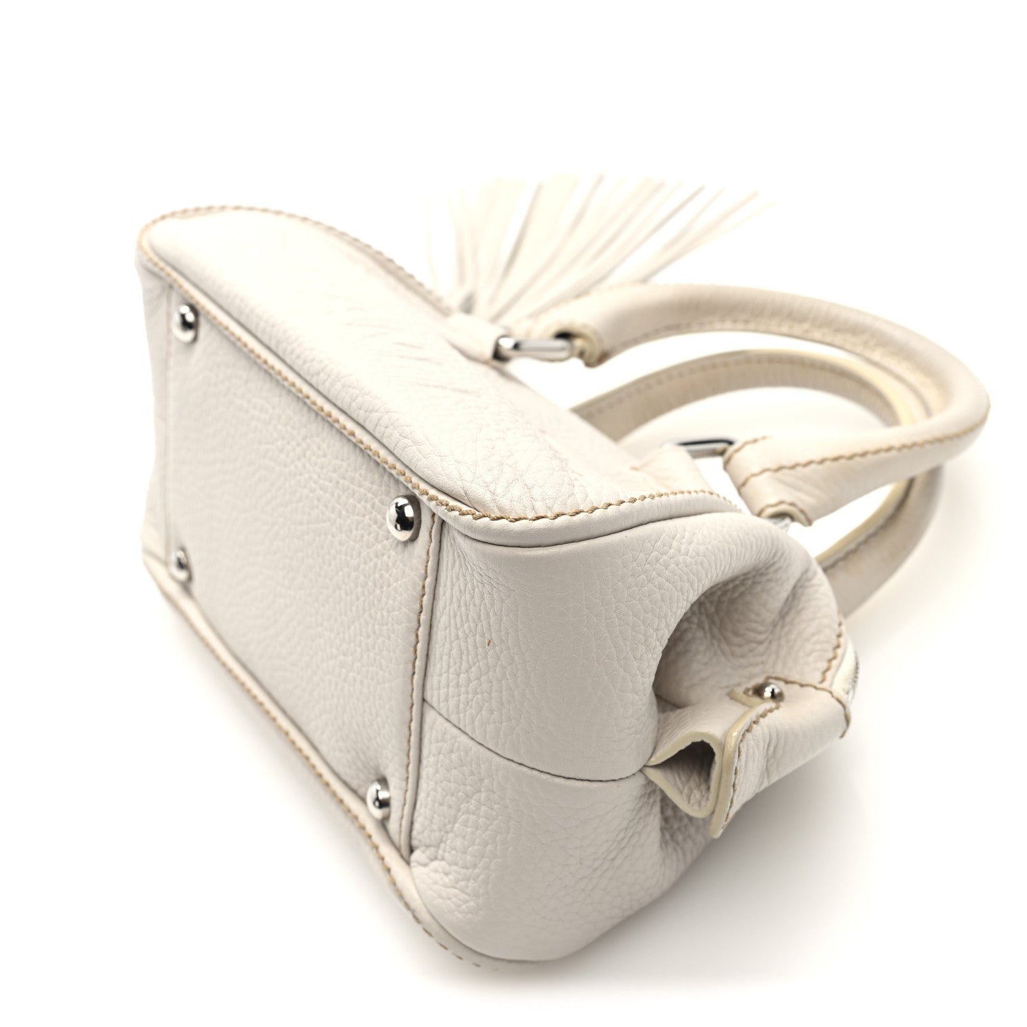 Chanel Calfskin Lax CC Small Bowler Bag White