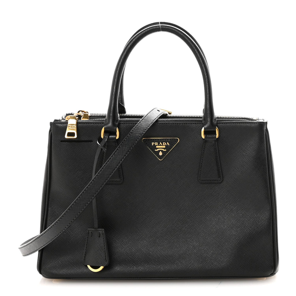 Prada Saffiano Small Galleria Double Zip Tote Black
