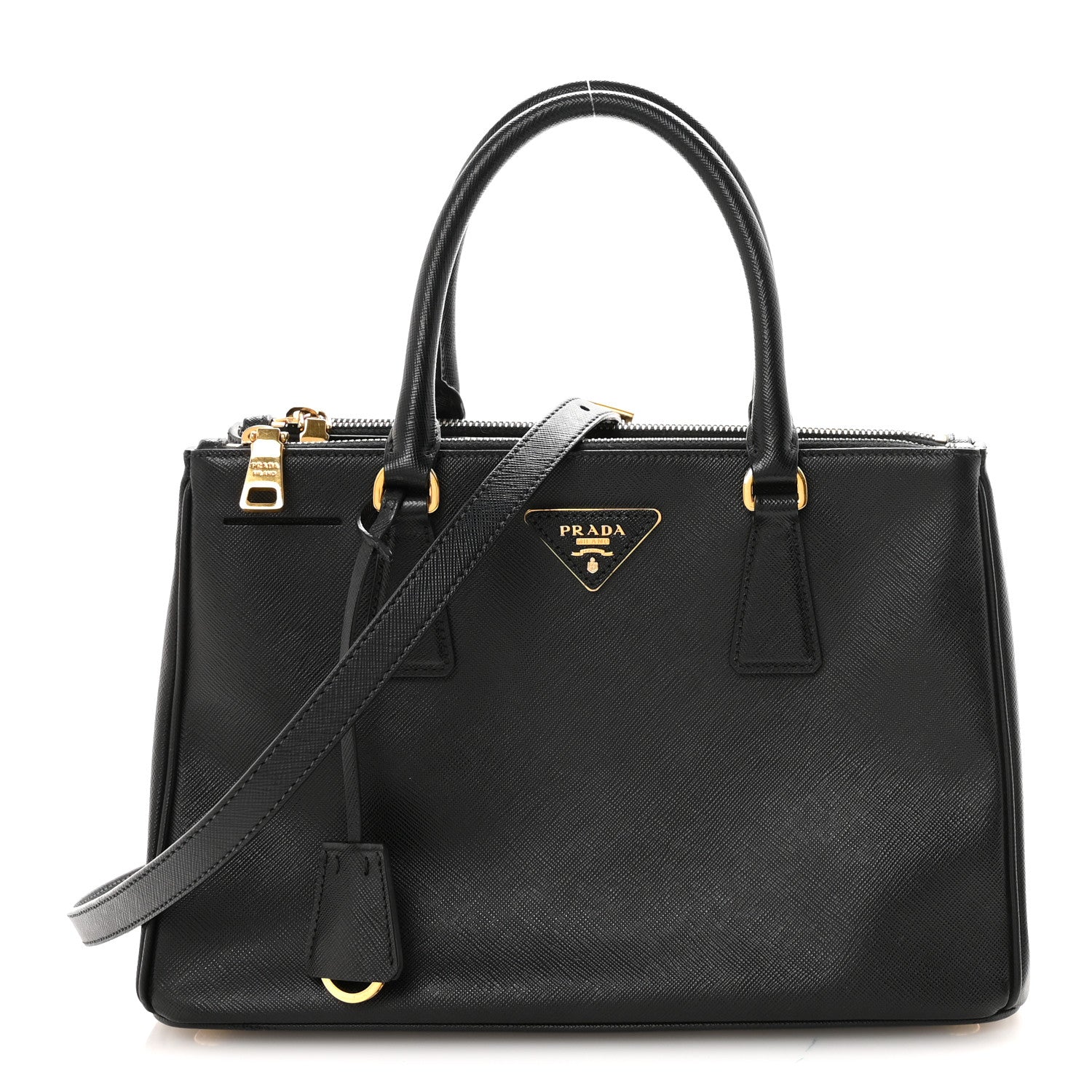 Prada Saffiano Small Galleria Double Zip Tote Black