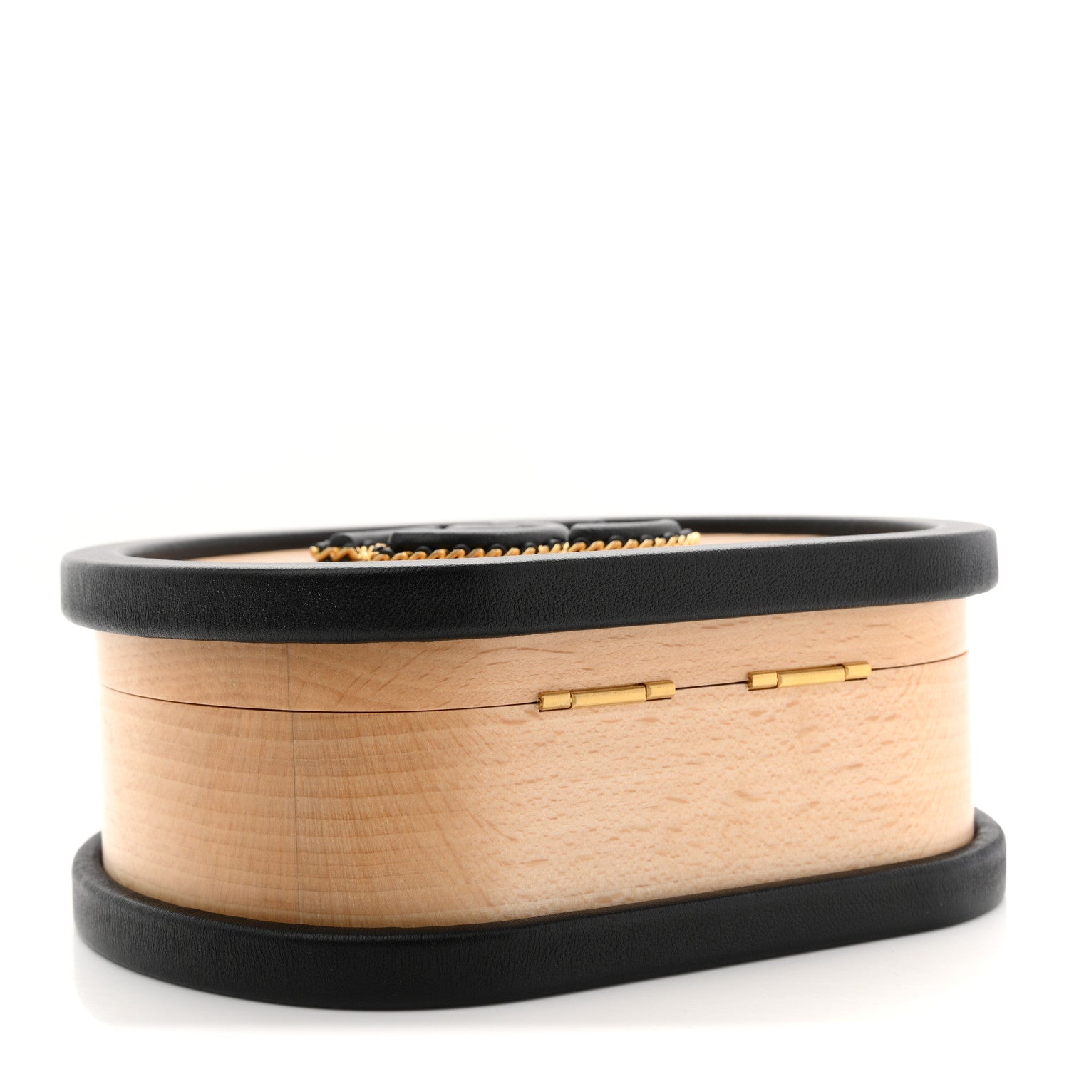 Chanel Beech Wood Lambskin Round CC Vanity Case Black