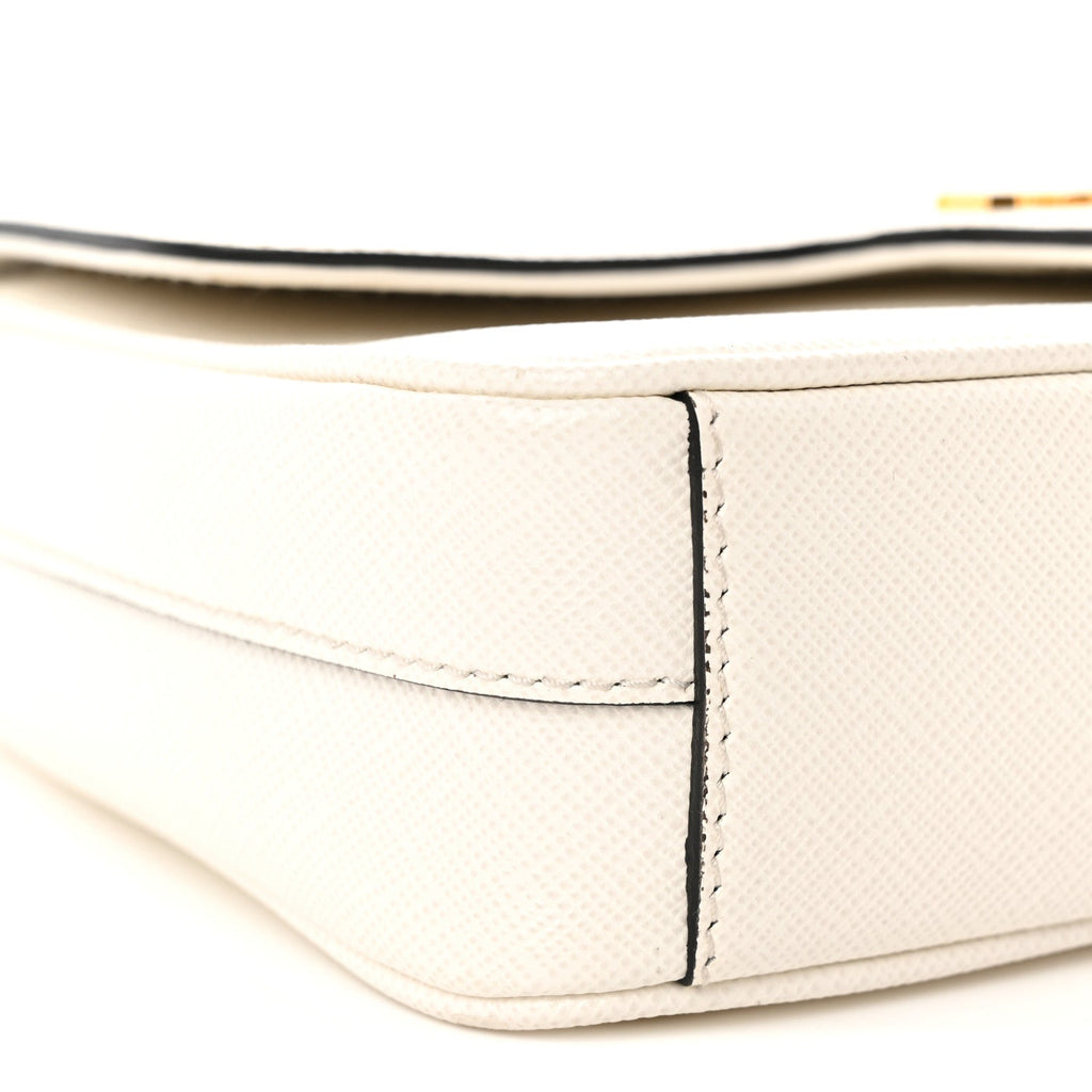 Prada Saffiano Flap Shoulder Bag Talco