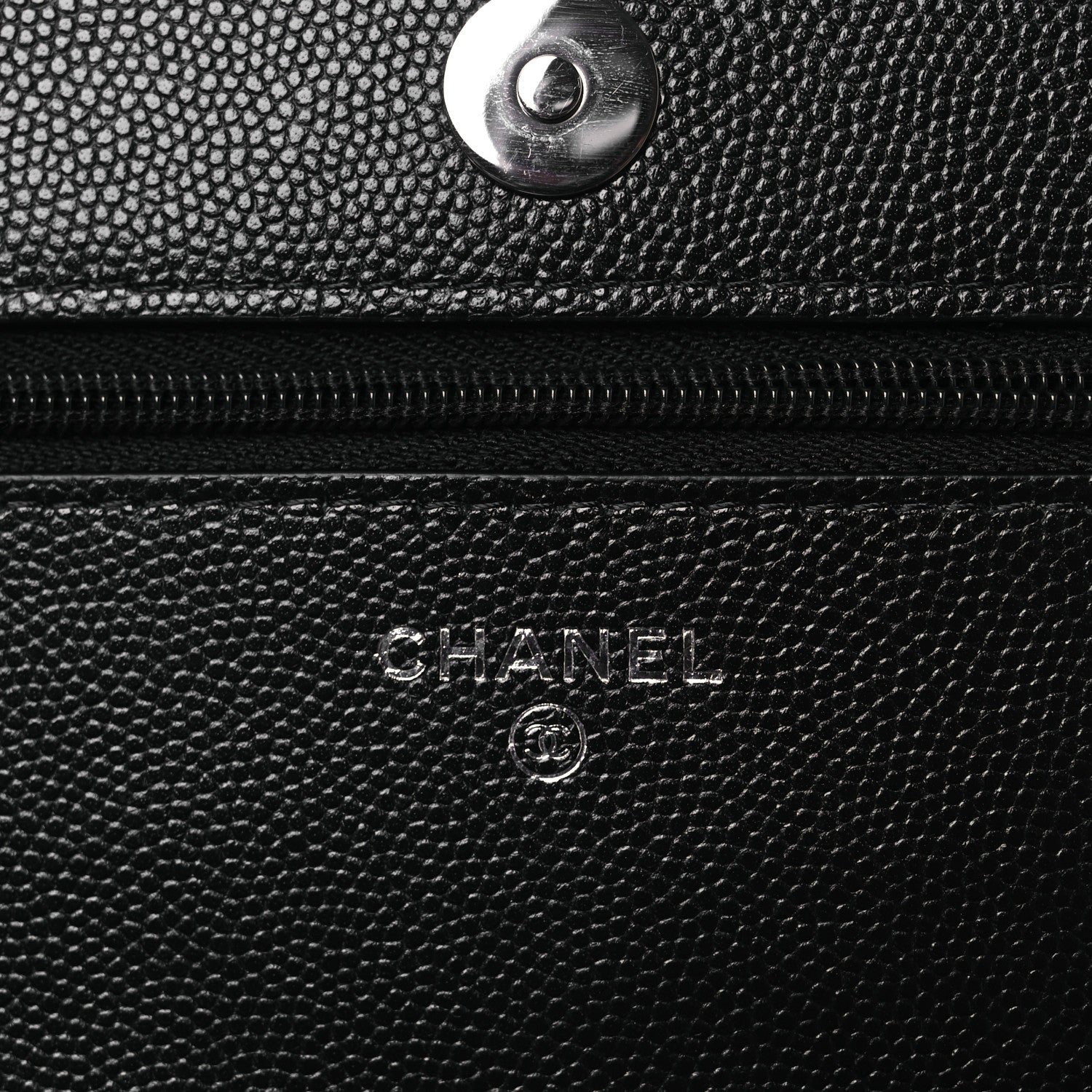 Chanel Caviar Quilted Crystal Star Wallet On Chain Black