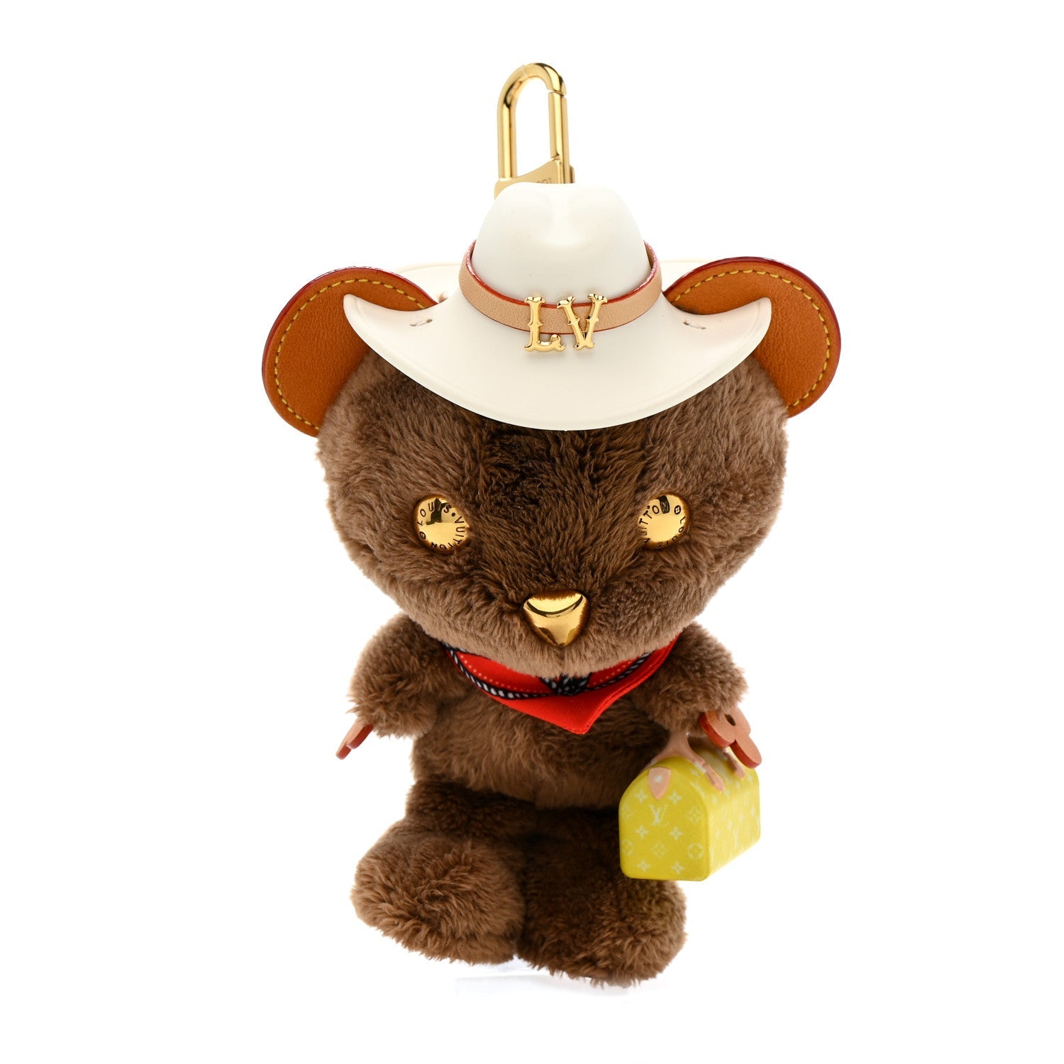 Louis Vuitton Faux Fur LV Louis Bear Western Bag Charm Key Holder Red