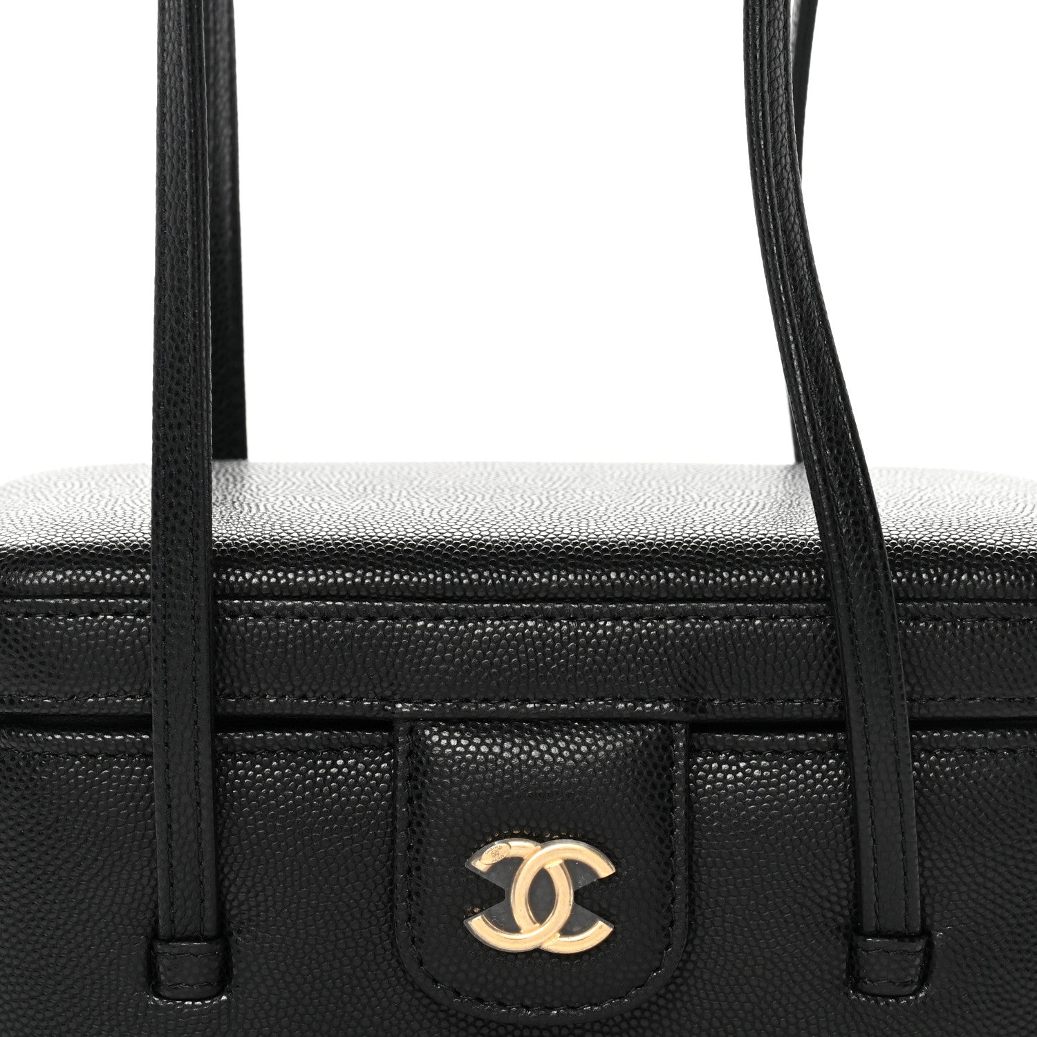 Chanel Shiny Caviar Preppy Coco Long Vanity With Strap Black