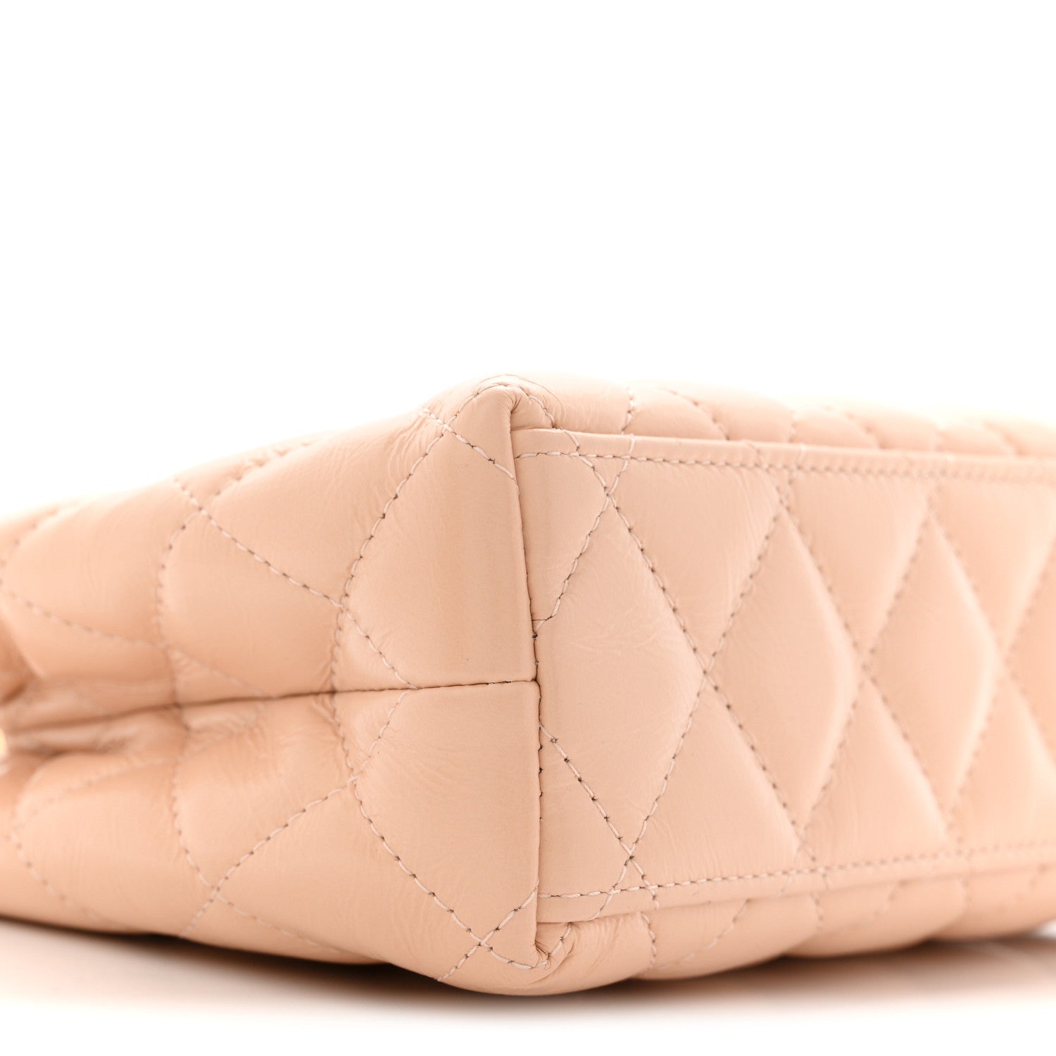 Chanel Shiny Aged Calfskin Quilted Nano Kelly Shopper Beige