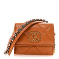 Chanel Lambskin Quilted Chanel 19 Flap Coin Purse With Chain Light Brown