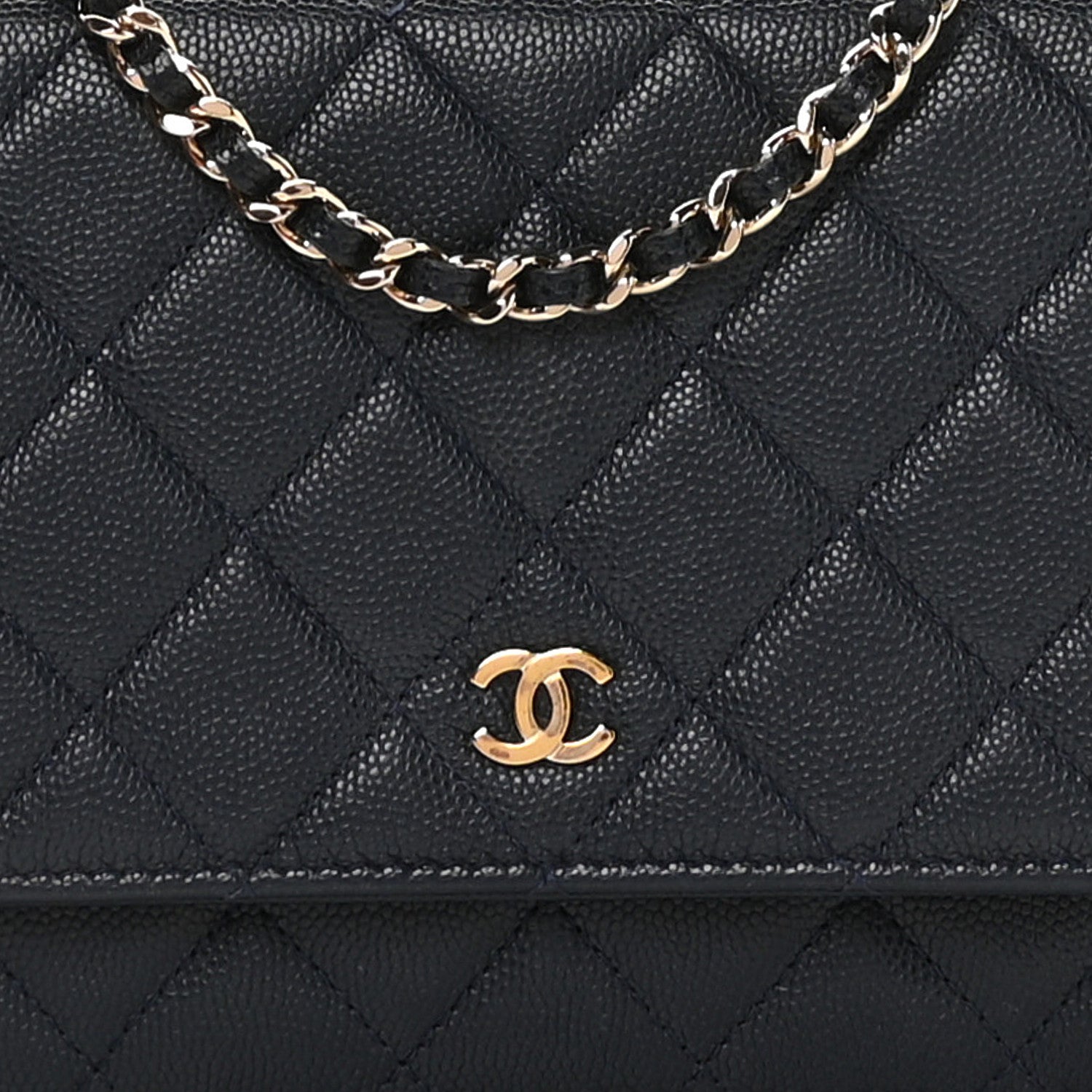 Chanel Caviar Quilted Wallet on Chain WOC Navy Blue
