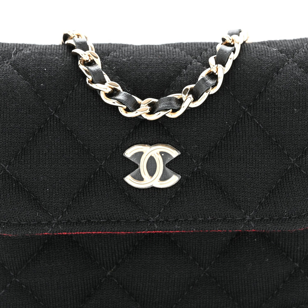 Chanel Jersey Quilted Micro Mini Flap Black