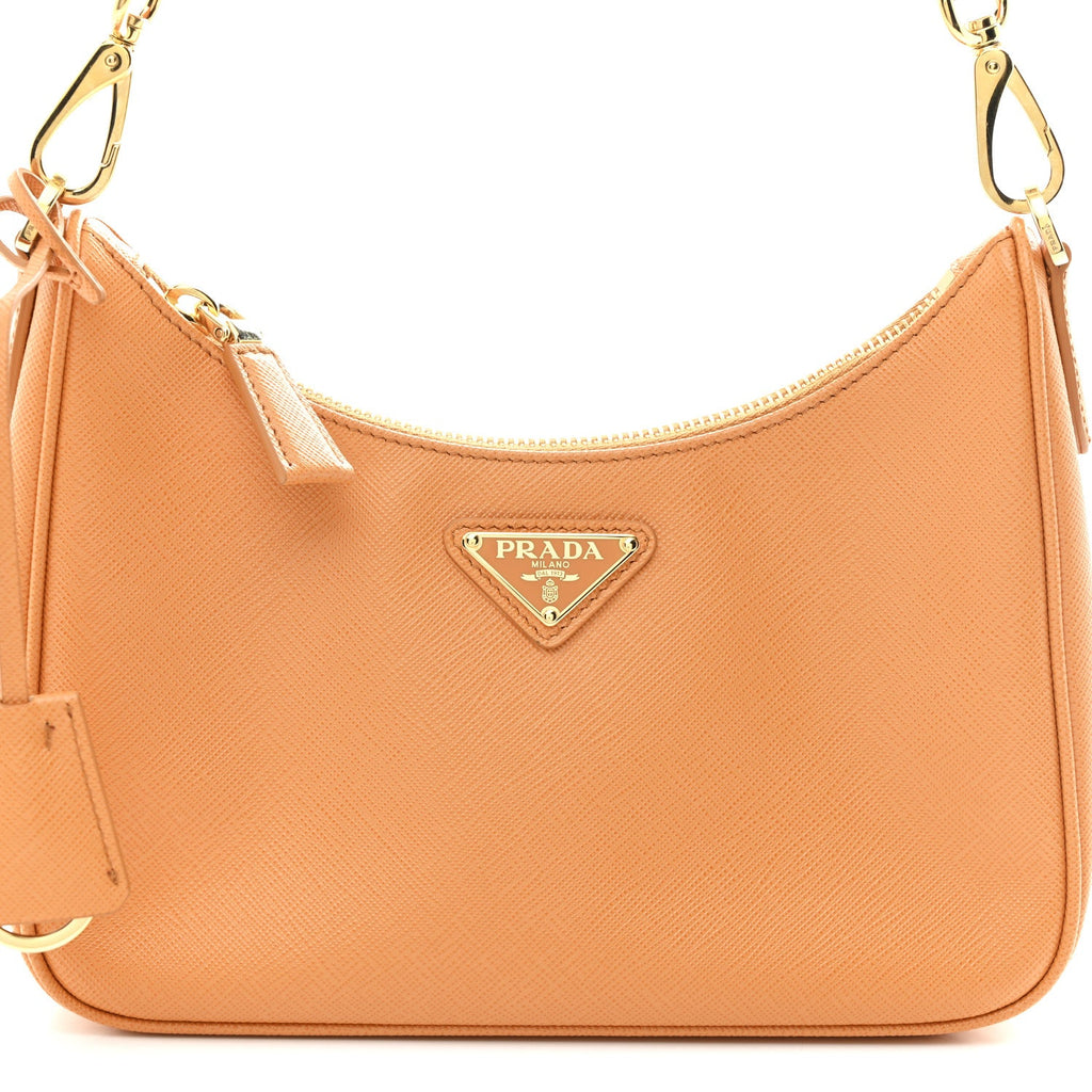 Prada Saffiano Lux Mini Re-Edition Shoulder Bag Arancio